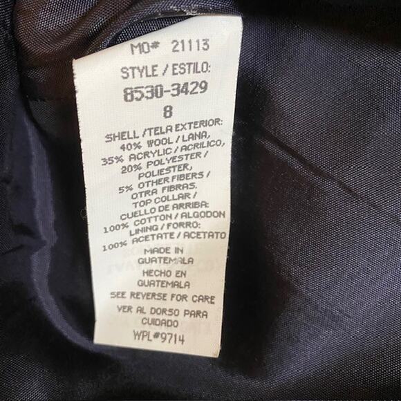 Vintage Sag Harbor Navy Black Plaid Wool Blend Blazer Womens 8 Velvet Collar - Picture 7 of 12